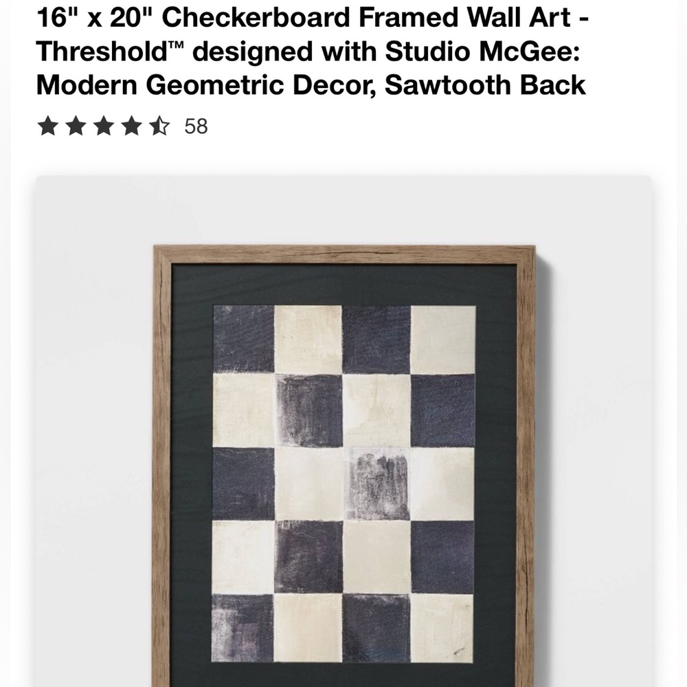 16x20 Threshold Checkerboard Framed Wall Art new